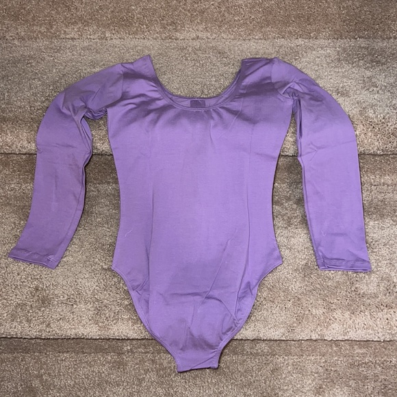 Long Sleeve Ballet Dance Leotard w Classic Bow Knot Design Purple Size: 140, 7/8 - Picture 1 of 7